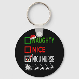 Naughty Nice Nicu Nurse kerstpyjama Funny Sa Sleutelhanger