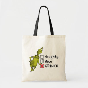 Naughty, Nice of Grinch Quote Tote Bag