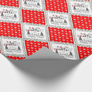 Naughty & Nice Old English Sheepdogs (grijs 1) Cadeaupapier