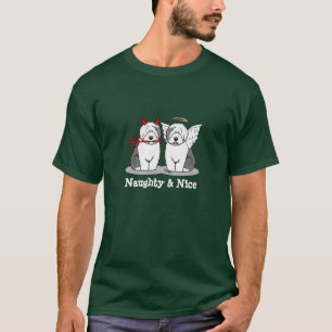 Naughty & Nice Old English Sheepdogs (grijs 1) T-shirt