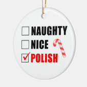 Naughty Nice Poland Candy Cane Ceramic Ornament (Links)