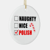 Naughty Nice Poland Candy Cane Ceramic Ornament (Rechts)