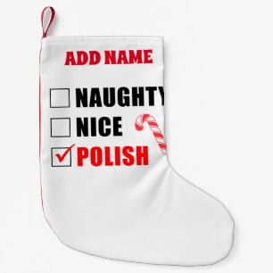 Naughty Nice Poolse gepersonaliseerde Kleine Kerstsok