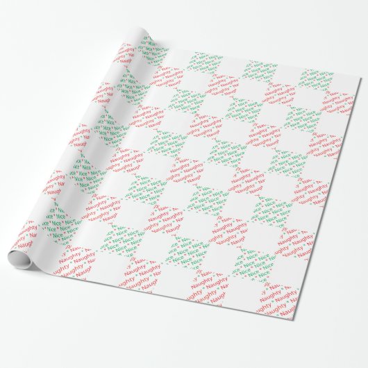 Naughty Nice Red Green-kersttoetsenbord Cadeaupapier (Uitgerold)