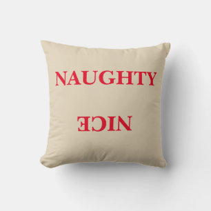 Naughty Nice Red Text Kerstmis Kussen
