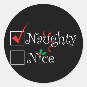 Naughty Nice Ronde Sticker