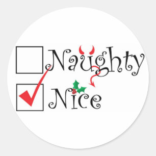 Naughty Nice Ronde Sticker