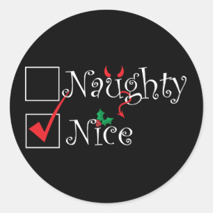 Naughty Nice Ronde Sticker