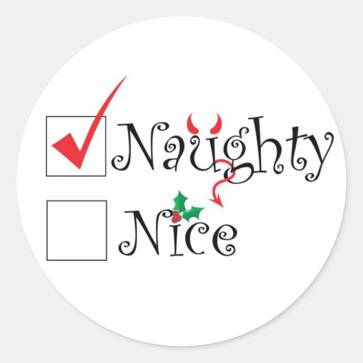 Naughty Nice Ronde Sticker (Voorkant)