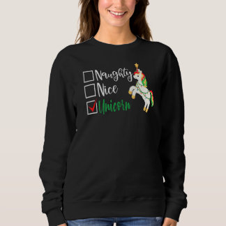 Naughty Nice Unicorn Christmas Holiday Cute Santa Trui