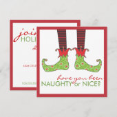 Naughty of Nice Elf Feet Holiday Kerstparty Kaart (Voorkant / Achterkant)
