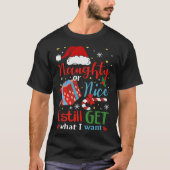 Naughty of Nice Funny Kerstmis T-shirt (Voorkant)