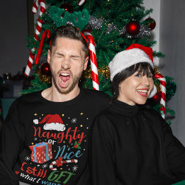 Naughty of Nice Funny Kerstmis T-shirt