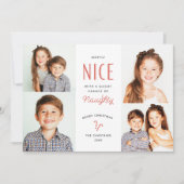 Naughty of Nice Funny Kinder kerstkaarten Feestdagenkaart (Voorkant)