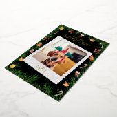 Naughty of Nice Funny Pet Dog Aangepaste Kerstmis Folie Feestdagenkaart (Gedraaid)