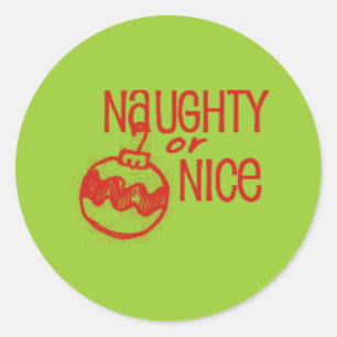 Naughty of Nice Kerstmis Ronde Sticker