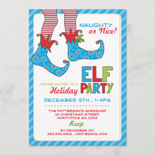 Naughty of Nice Magic Elf Holiday Party Invitation Kaart