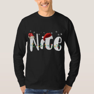 Naughty of Nice Matking Kerstlight Couples T-shirt