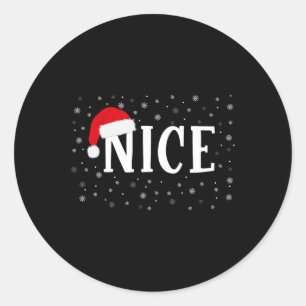 Naughty of Nice overeenkomend kerstkostuum Ronde Sticker