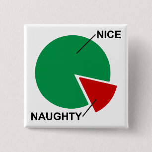 Naughty of Nice Pie Chart grappige kerstknop Vierkante Button 5,1 Cm