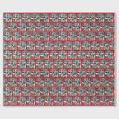 Naughty- of Nice QR-codes op rood Cadeaupapier (Vlak)