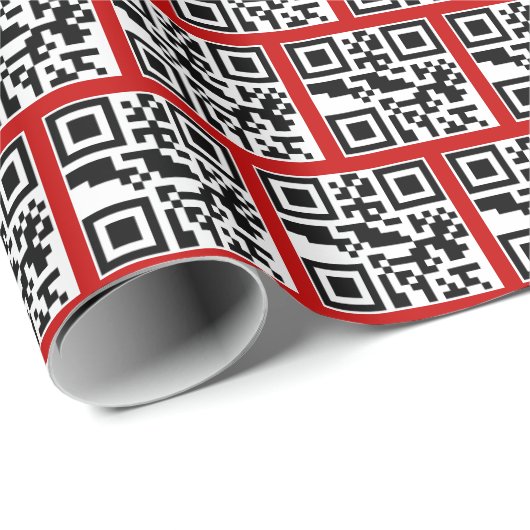 Naughty- of Nice QR-codes op rood Cadeaupapier (Rol Hoek)