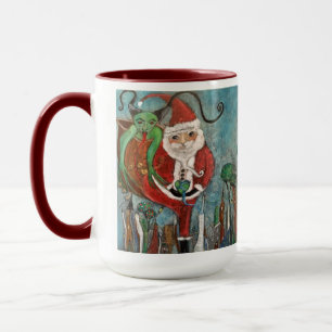 Naughty of Nice Santa and Krampus Whimsical Art Mok