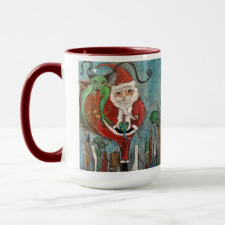 Naughty of Nice Santa and Krampus Whimsical Art Mok