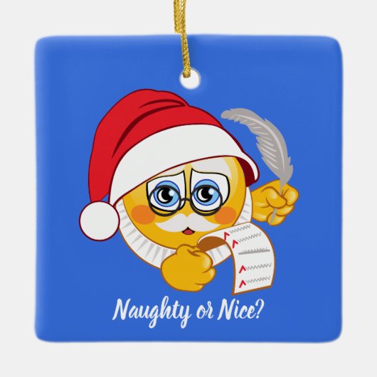Naughty of Nice Santa List Emoji Ornament (Voorkant)