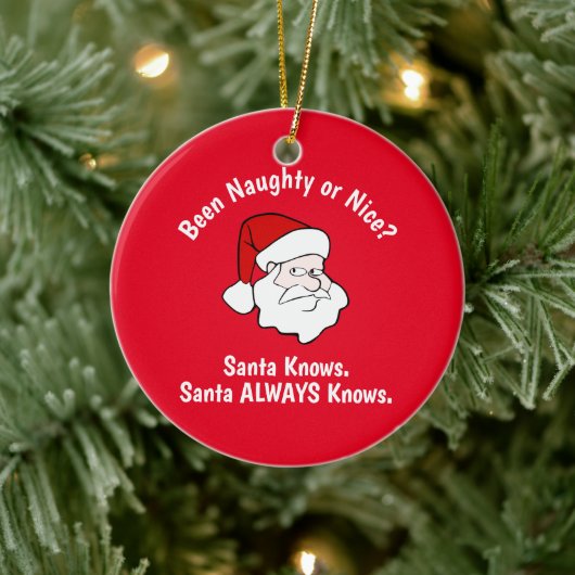 Naughty of Nice Santa Red Keramisch Ornament (Boom)
