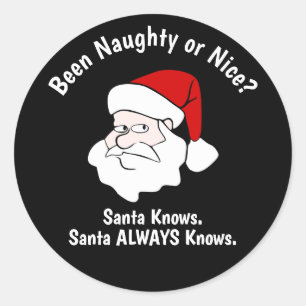 Naughty of Nice Santa Ronde Sticker