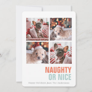 Naughty of Nice Simple Pet 4 Photos Holiday Feestdagenkaart