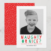 Naughty of Nice | Vakantieknopkaart Feestdagenkaart (Voorkant / Achterkant)