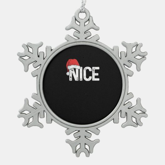 Naughty Or Nice Matching Christmas Funny Design Tin Sneeuwvlok Ornament (Voorkant)