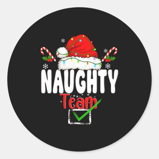 Naughty Or Nice Team Matching Christmas Pajama Men Ronde Sticker (Voorkant)
