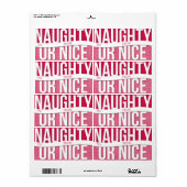 Naughty ou Nice Étiquette cadeau de Noël (Feuille entière)