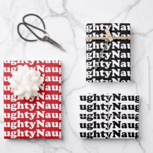 Naughty red white black patroon grappig, leuk en l inpakpapier vel