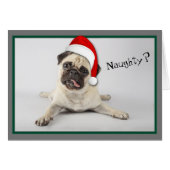 Naughty Santa Hat Pug Dog Kerstmis (Voorkant Horizontaal)
