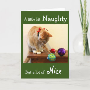 Naughty Sinaasappel Tabby met kerstversiering Kaart