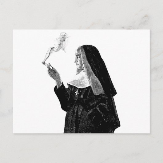 Naughty Smoking Nun Briefkaart (Voorkant)