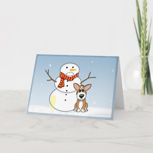 Naughty Snowman Corgi Carte de Noël 2 (Devant)