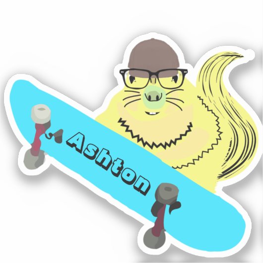 Naughty Squirrel #1006 Schaats Aangepaste naam Sticker (Voorkant)