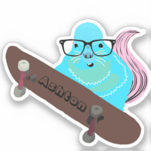 Naughty Squirrel #1012 Schaats Aangepaste naam Sticker