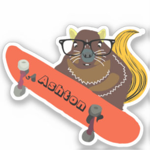 Naughty Squirrel #1033 Schaats Aangepaste naam Sticker