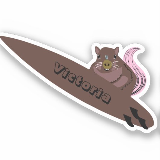 Naughty Squirrel #1064 Surfing Sticker (Voorkant)