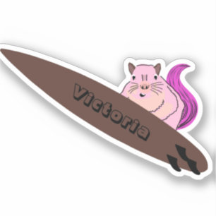Naughty Squirrel #1071 Surfing Sticker