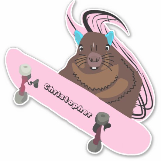 Naughty Squirrel #109 Skateboarden Sticker (Voorkant)