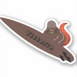 Naughty Squirrel #1150 Surfing Sticker