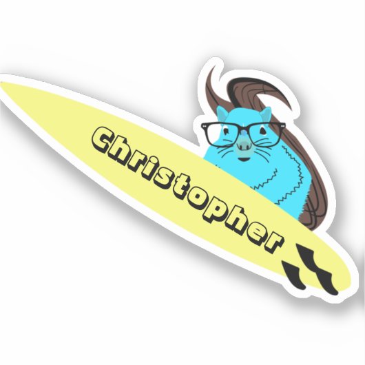 Naughty Squirrel #128 Surfing Sticker (Voorkant)