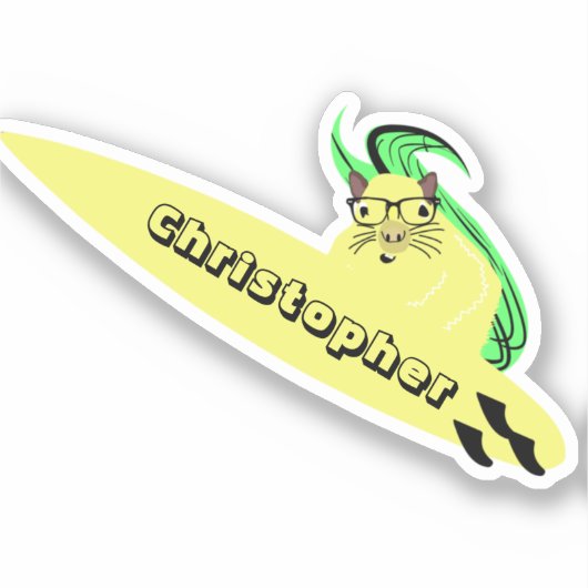 Naughty Squirrel #129 Surfing Sticker (Voorkant)